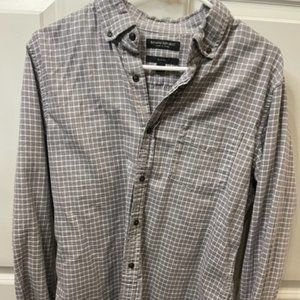 (Banana Republic) Grey White Checkered Button Down